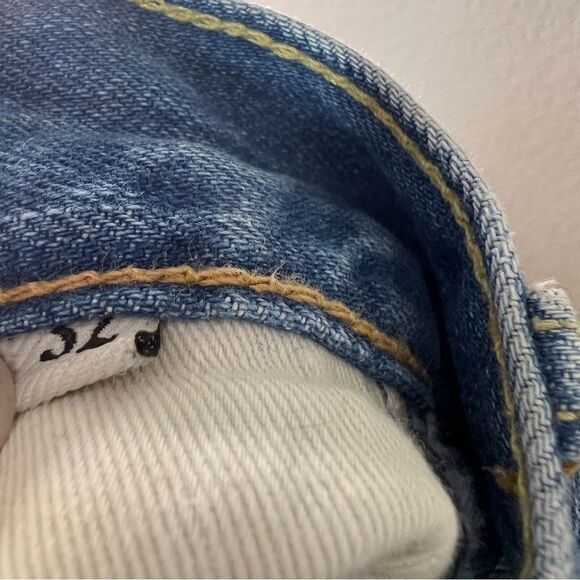 7 For All Mankind Blue Austyn Fringe Slit Cotton Straight Leg Jeans Mens Size 32 - Picture 10 of 11